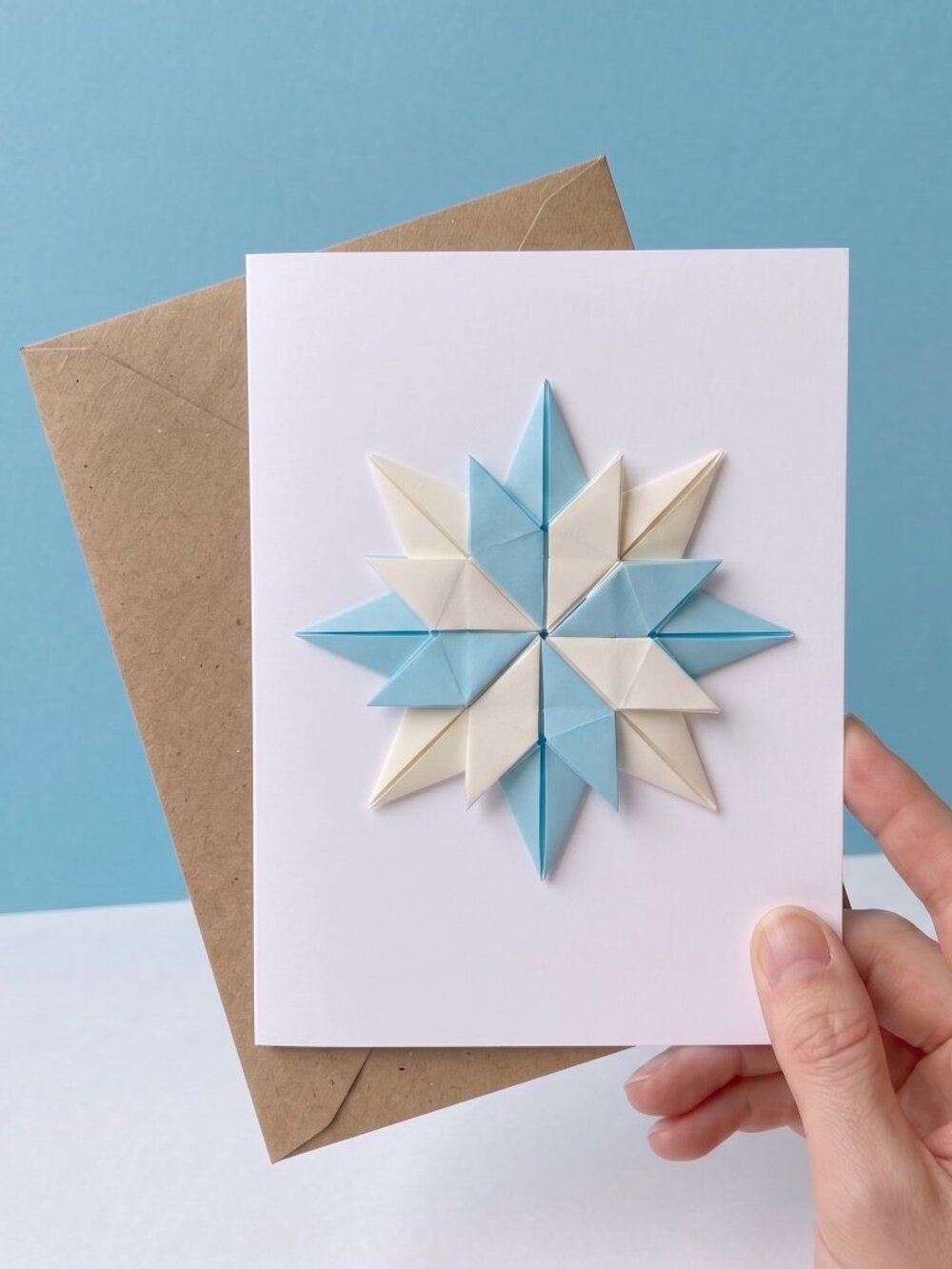 Handmade Origami Snowflake Greeting Card, Blank Card, Fall Winter Christmas